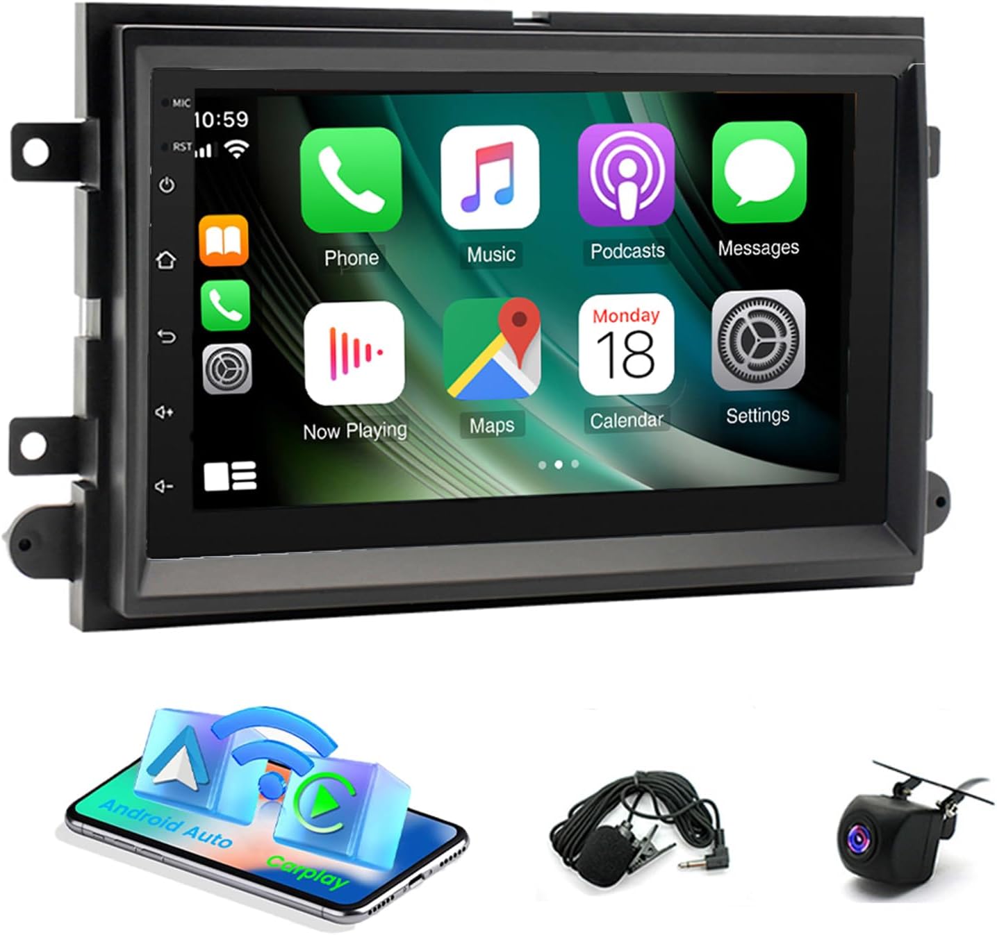 PHEZEN 7 inch Touchscreen Car Stereo Fit for Ford F150 2004-2008 F250 2006-2014, Android13.0 Car Radio for Escape Focus Mustang Expedition Fusion with Carplay Android Auto GPS Backup Camera - 4+64G