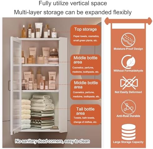 Small Corner Medicine Cabinet, Bathroom Cabinet Wall Mount with Glass Doors, Bathroom Wall Cabinet Over The Toilet, Compact Hanging Cabinet for Bathroom Kitchen Laundry Room Dormitories(Tran