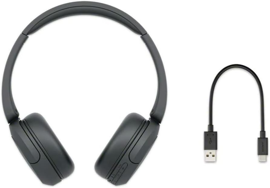 Sony WH-CH520 Compact Easy Carrying Wireless Bluetooth On-Ear Headphones with Microphone (Black) Bundle with Protective Hard Case for Headphones (2 Items)