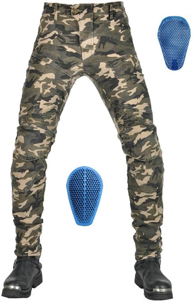 Men's Motorcycle Riding Pants with 4 X Silica Gel CE Armor Protection Street Bike Motocross Racing Trousers Camouflage