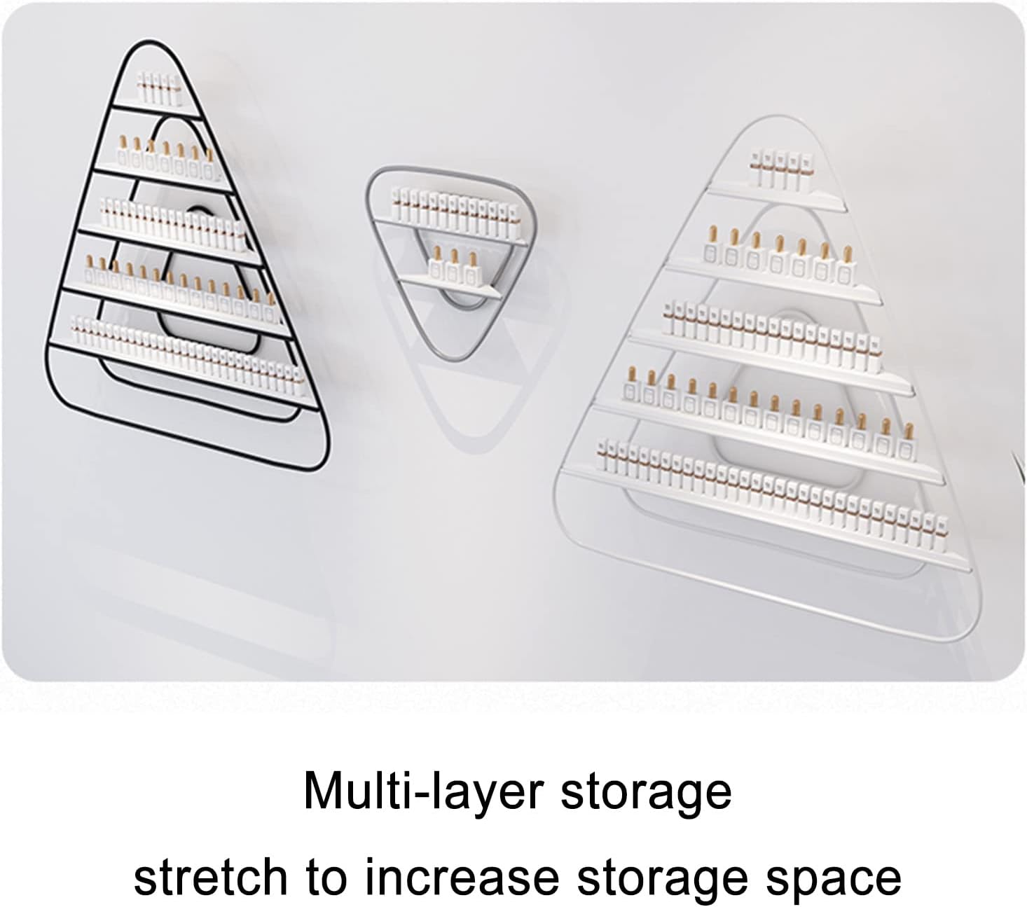 Wall Shelves Floating Shelves Metal Wall-Mounted Nail Polish Storage Racks 5 Tier Wall-Mounted Metal Nail Polish Display Rack, Simple Triangular Floating Wall Mount Shelves Polish Storage Display Rack