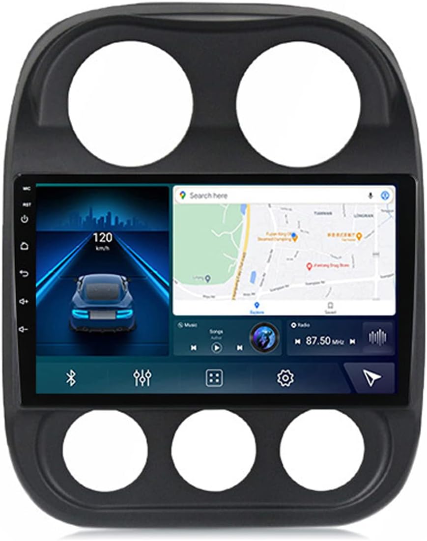 Double Din Car Stereo, 9 Inch Touchscreen Car Audio Receivers for Jeep Compass 1 MK 2009-2015 with Backup Camera/USB/SWC/Bluetooth 5.0/Carplay/FM RDS Car Radio