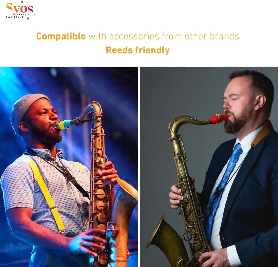 Syos Tenor Saxophone Mouthpiece, Spark Model, 7 Tip Opening, Carmine Red, Improve the Sound of your Sax with this Easy-To-Play, Bright and Powerful Tenor Sax Mouthpiece