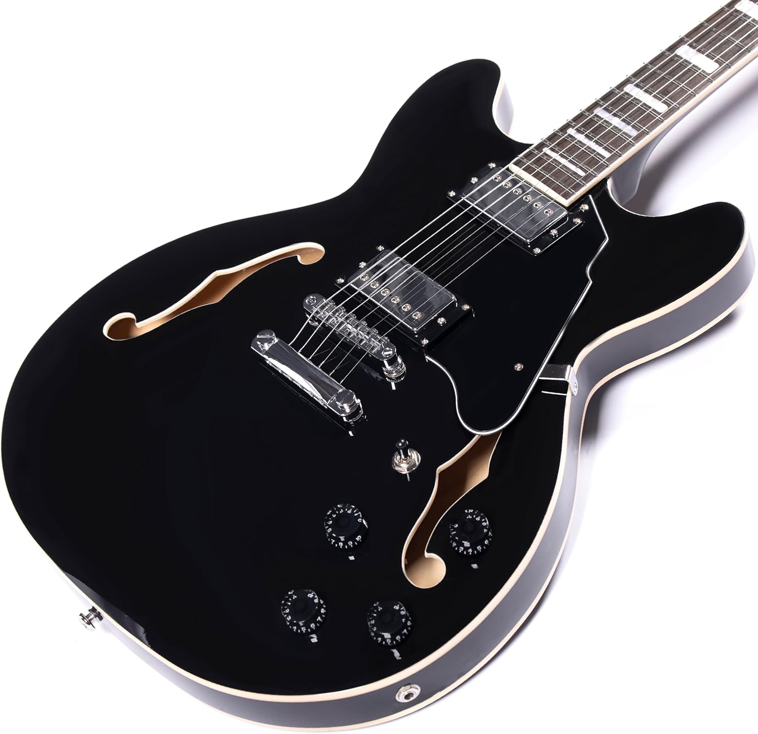 Redid Semi-Hollow Body Electric Guitar RD-100 Jazz Guitar with F-Hole,Maple neck,humbucker Pickups (Black)