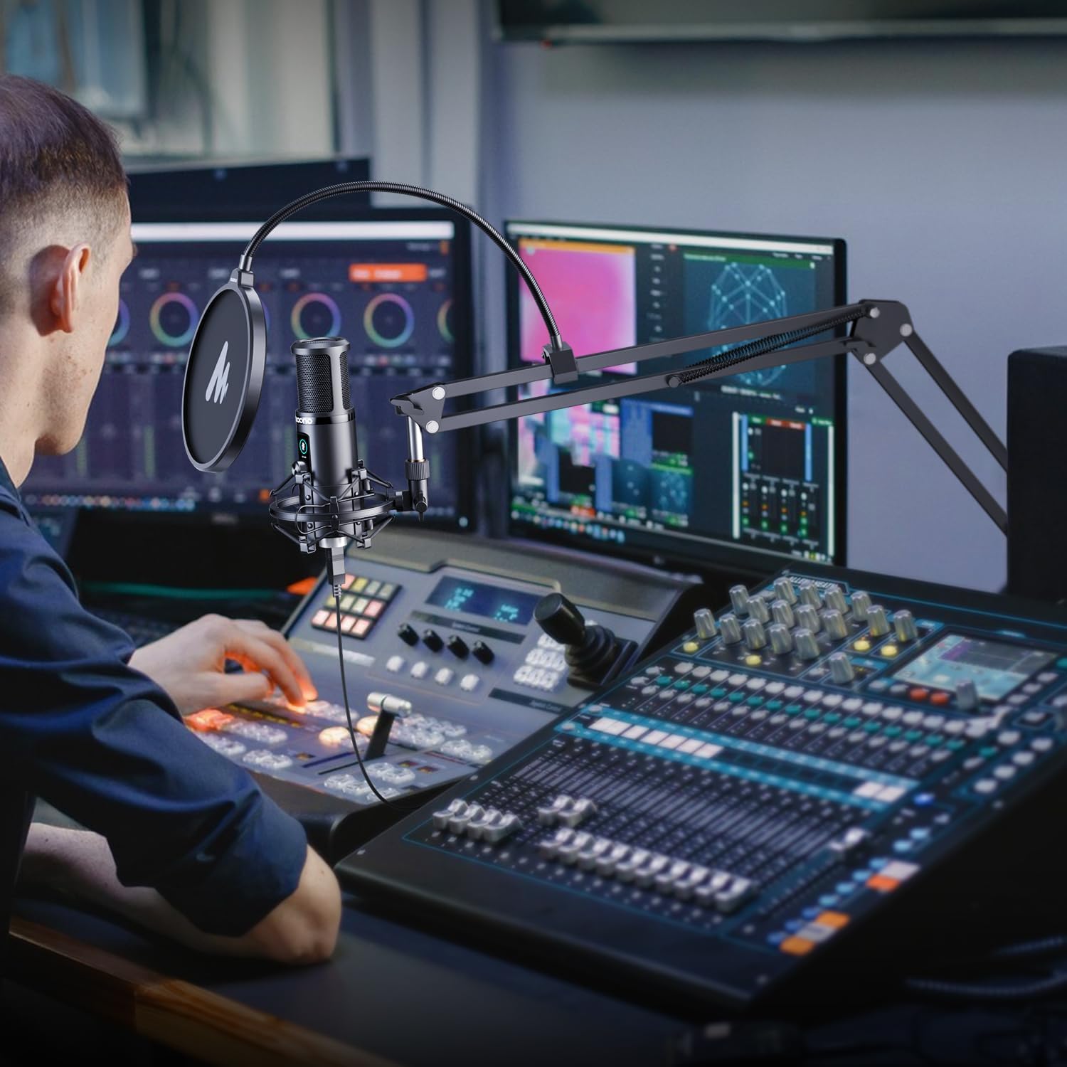 MAONO USB Microphone Kit 192KHZ/24BIT Professional Condenser Computer PC Mic Podcast Streaming Cardioid Mic Plug & Play for Computer, Podcast, Recording, Gaming, Streaming, Zoom Meeting, Instruments,