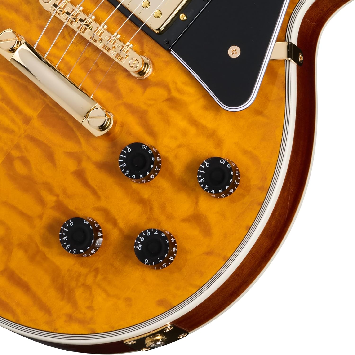 Epiphone EXCLUSIVE Les Paul Custom Quilt AAA, Trans Amber with Bag
