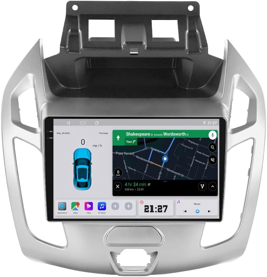 FELLOSTAR for 2015-2019 Ford Transit Radio Update Car Stereo Replacement Head Unit with Carplay & Android Auto 8-Core 2+32G 9-Inches QLED Touch Screen(Silver)