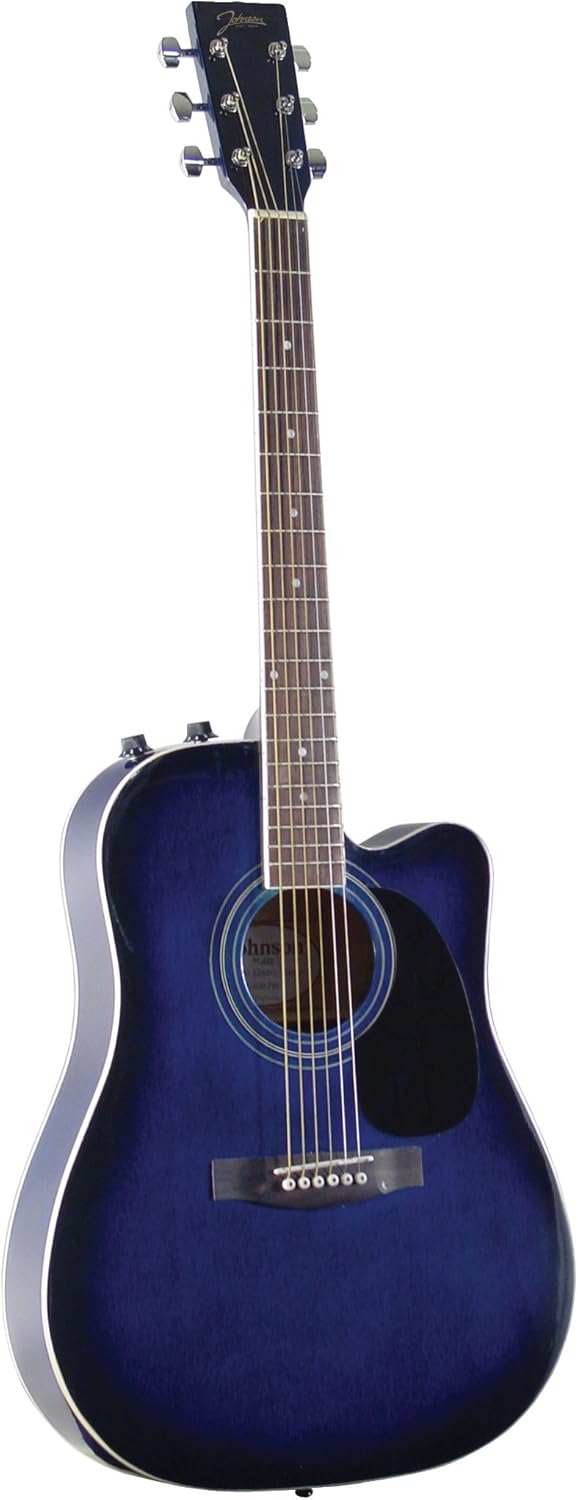 Johnson JG-650-TBL Thinbody Acoustic Guitar with Pickup, Blueburst