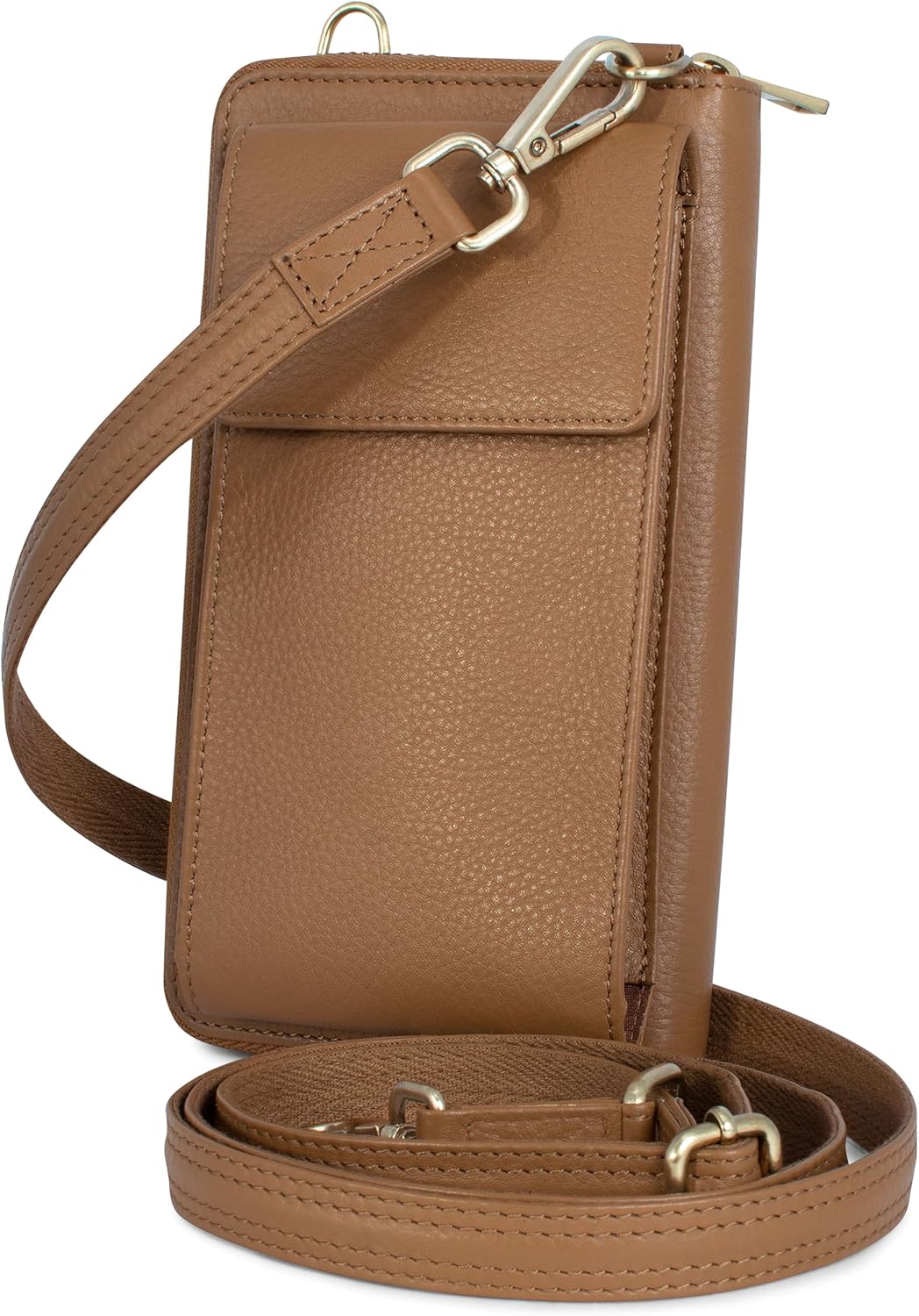 BULL GUARD Crossbody Leather Wallet Phone Purse, Anti Theft and RFID Blocking, Small Elegant Design for Travel