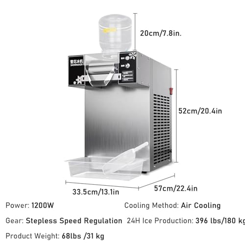 Korean Kakigori Machine ES - Versatile Snowflake Ice Shaver, Speed Adjustable Shaved Ice Maker, 60KG Capacity for Bingsu, Creamy Desserts & Smoothies