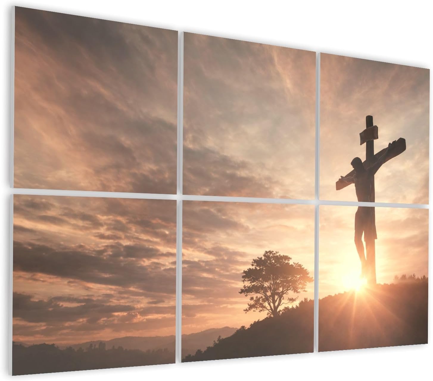 6 Pack Art Acoustic Panels Self Adhesive crucifix cross heaven sunrise christmas catholic forgiving christian Decorative Soundproof Wall Panels Sound Absorbing Panel 48