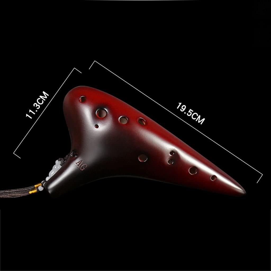 Ocarinas 12-Hole Alto AG Tone Professional for Beginners Minority National Musical Instrument 12-Hole Whistle Flute Instrument (Color : Brown, Size : 19.5 * 11.3cm)