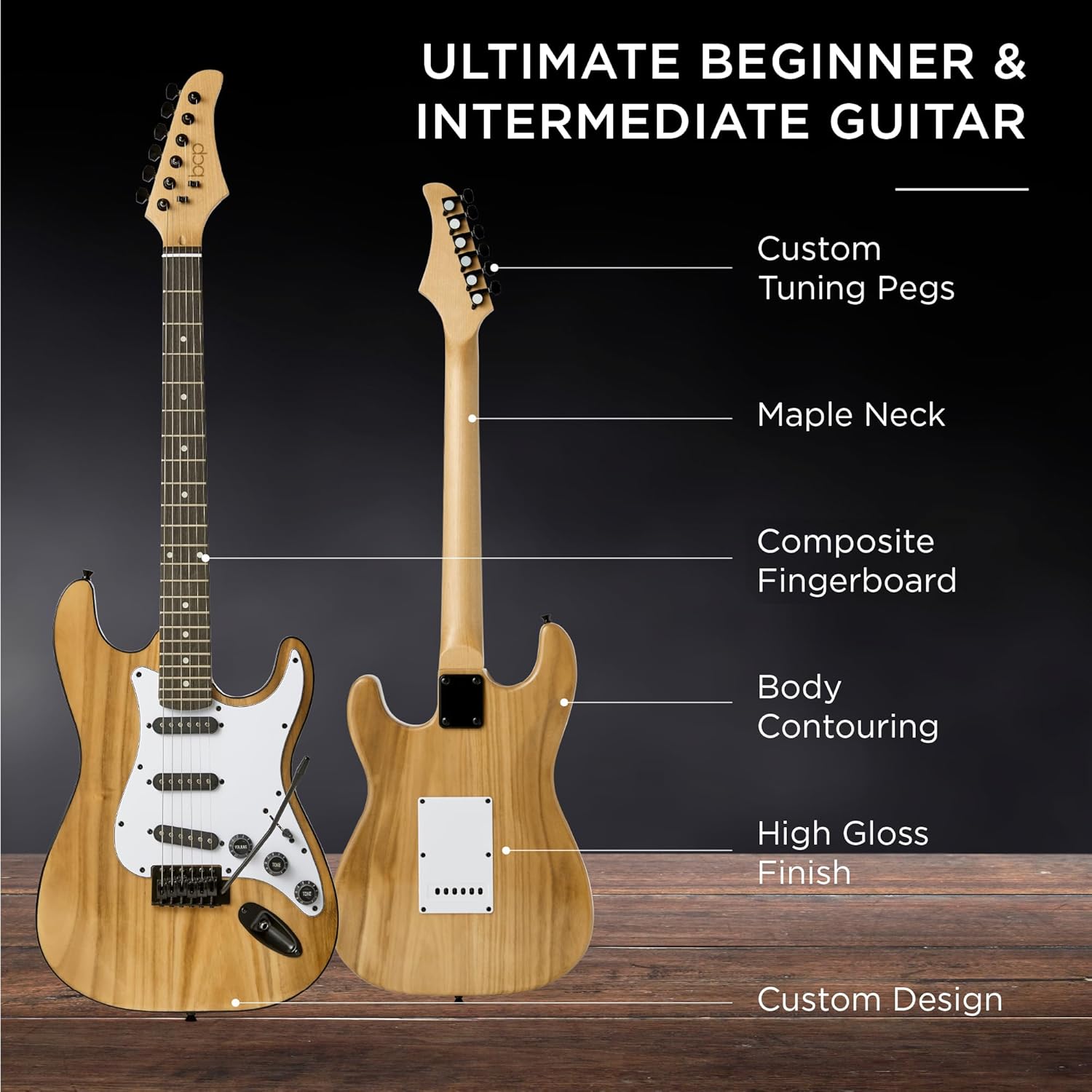 Best Choice Products 39in Full Size Beginner Electric Guitar Starter Kit w/Case, Strap, 10W Amp, Strings, Pick, Tremolo Bar - Natural