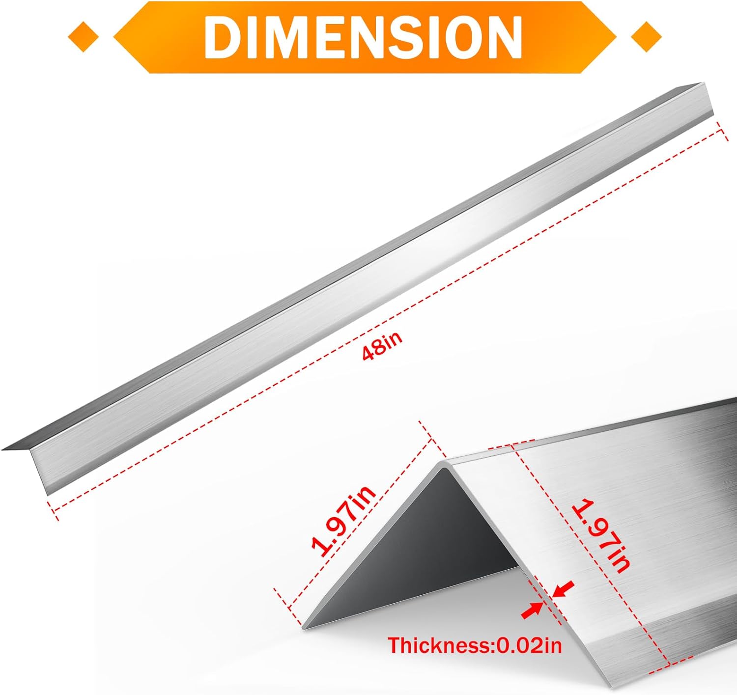 304 Stainless Steel Wall Corner Guard 2 x 2 x 48 inch Metal Wall Corner Protector with 90-Degree Angle for Wall Protection and Decoration (10 Pack)