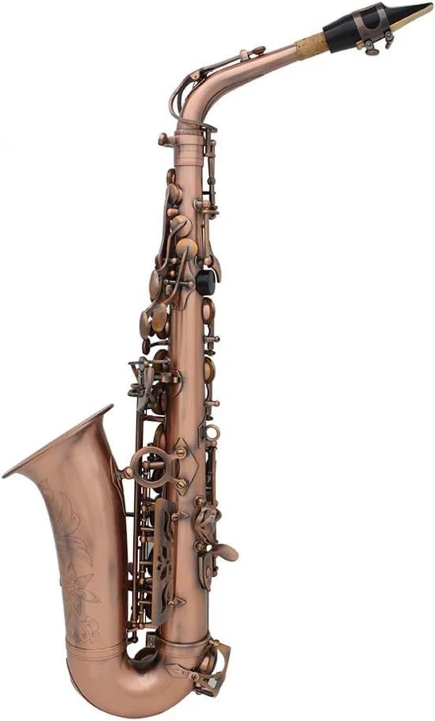 VBDEFRT Woodwind Instruments Professional Red Bronze Bend Eb E-flat Alto Saxophone Sax Key Carve Pattern With Case Gloves