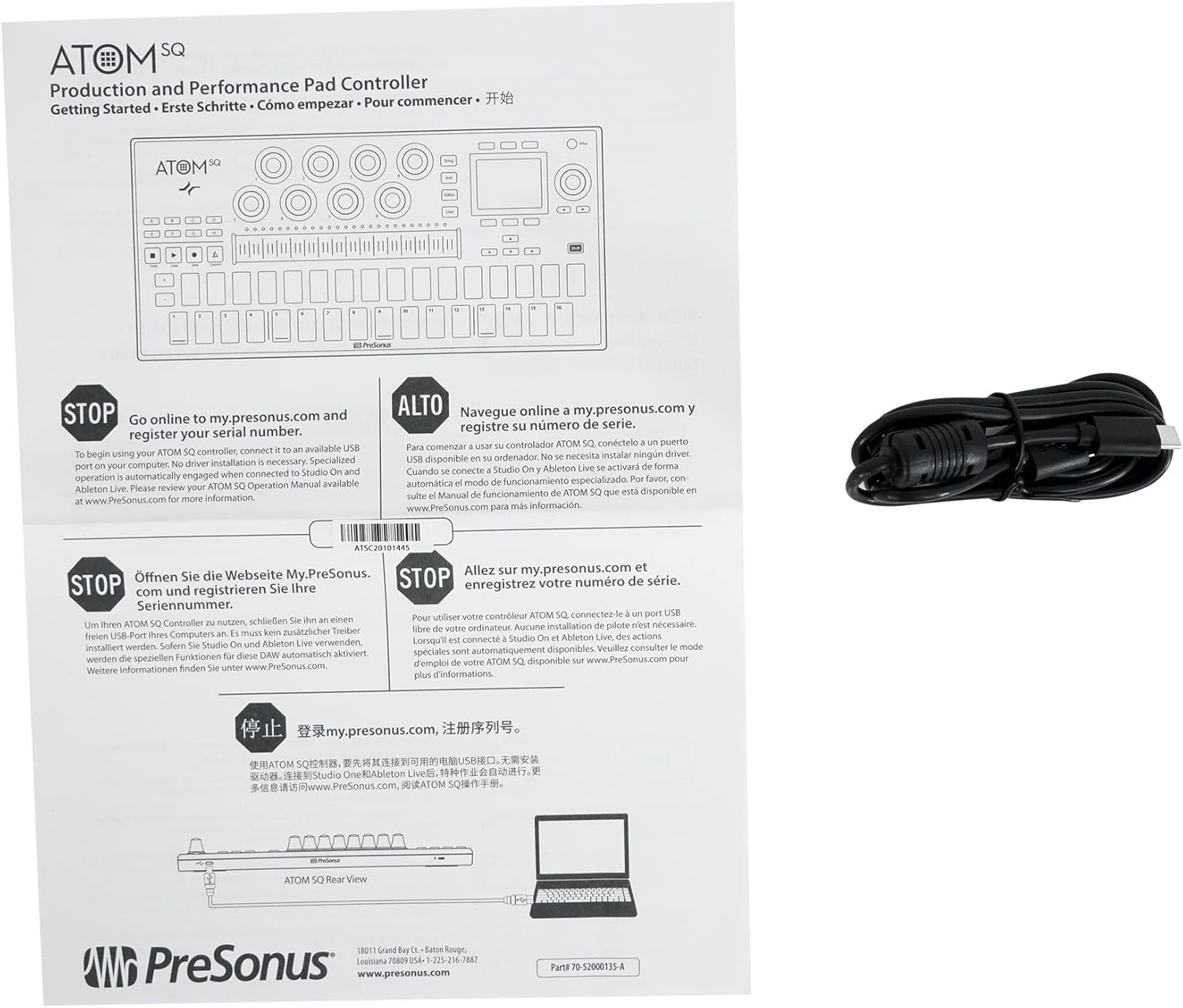 Audiosavings Bundle: PRESONUS ATOM SQ Hybrid MIDI USB Keyboard Pad Ableton Production DJ Controller Bundle with PRESONUS S15 ART UPG Studio One 5 Professional Upgrade from Artist All Version (2 Items)