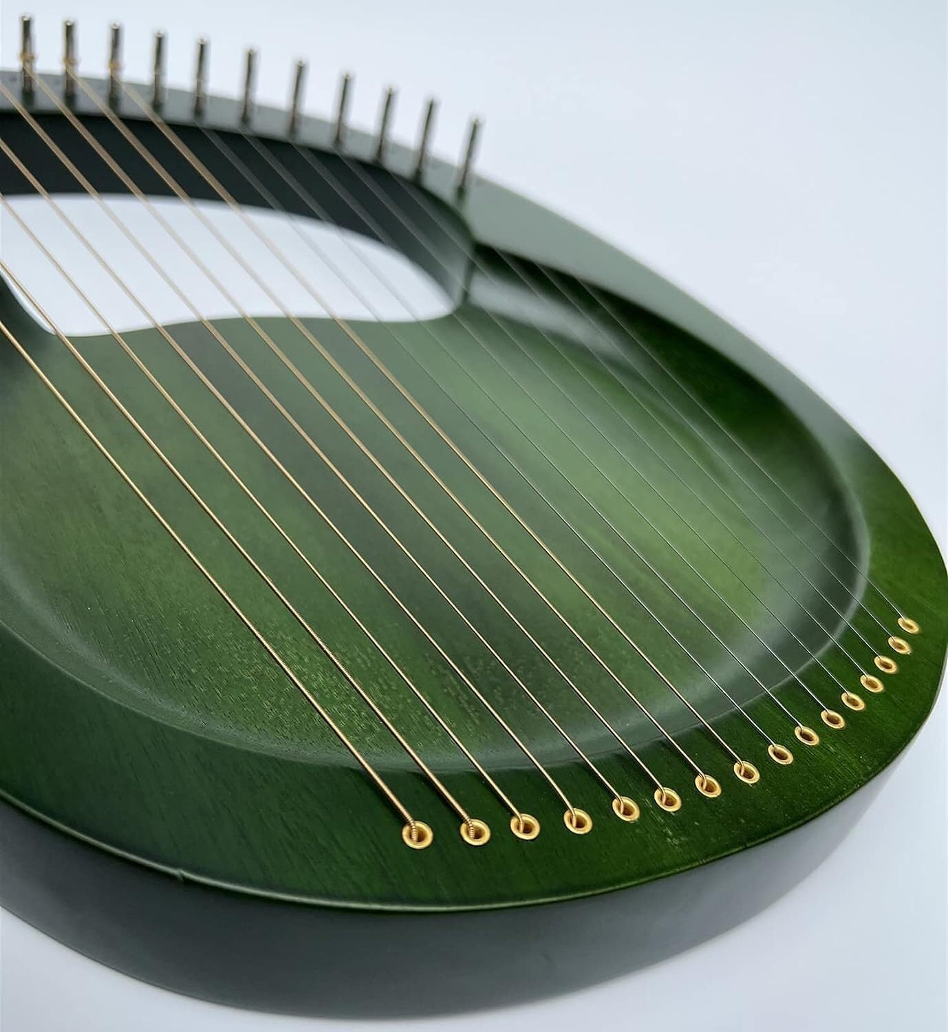 Lyre Harp, 16 Metal Strings Maple Saddle Mahogany Body Lyre Harp with All Accessories Included (Color:Green)(Green)