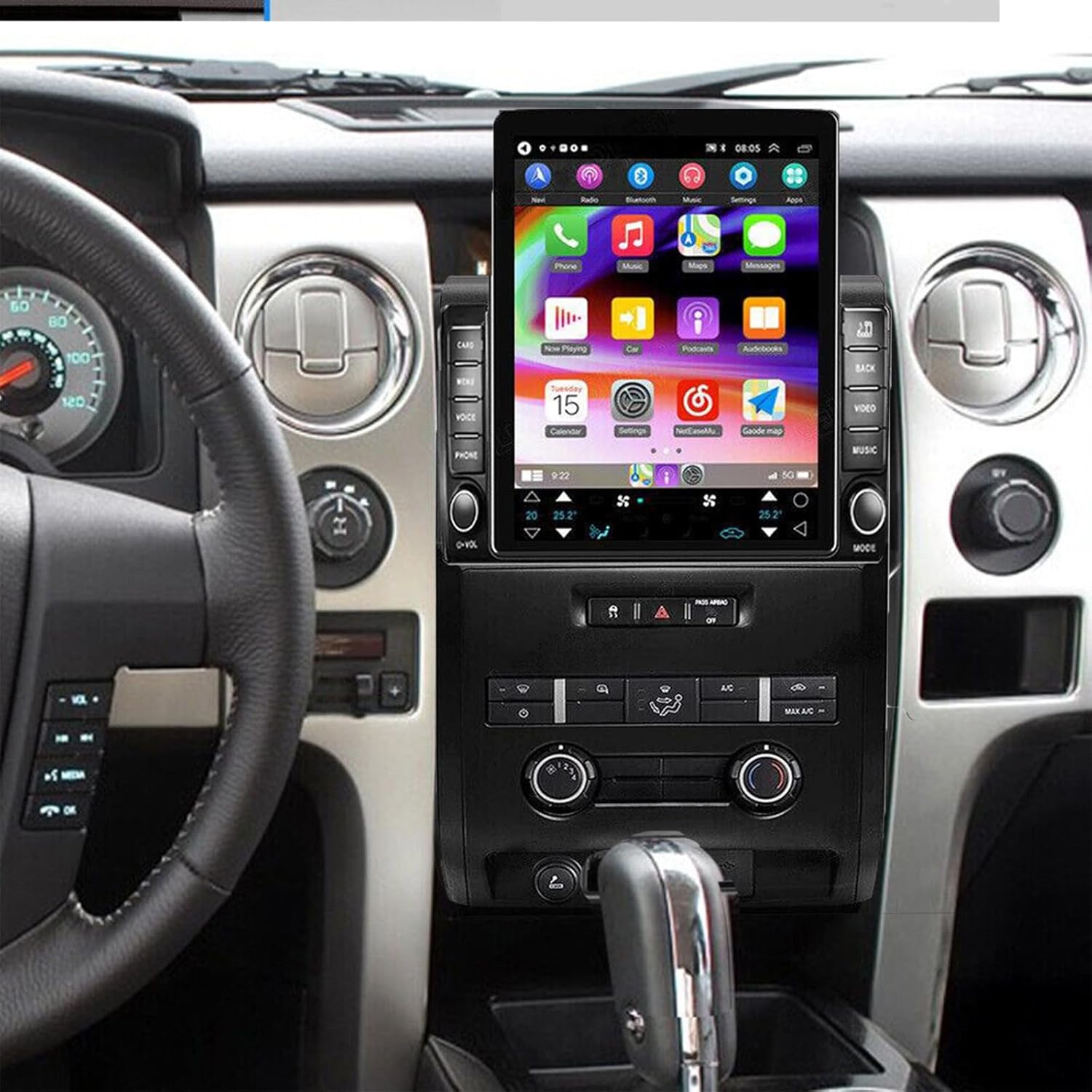 PHEZEN 9.7 inch Touchscreen Car Stereo Fit for F150 2009-2014, Android 14 Car Radio with Carplay & Android Auto GPS Navigation BT Mirror Link WiFi Backup Camera 2+32G