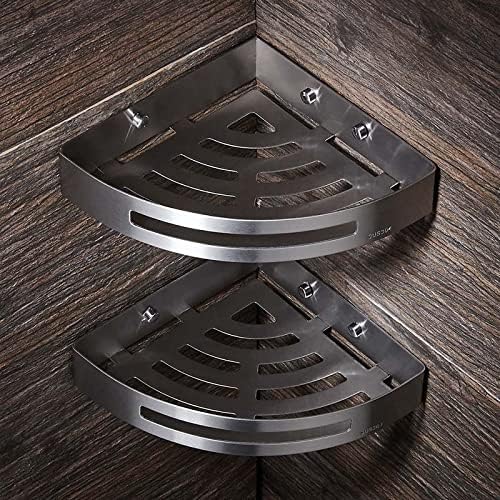 Exquisite Bathroom Shelves Shower Caddy Stainless Steel Bathroom Corner Shelf, Brushed Nickel Wall Mount Triangle Shower Caddy Rack, Bath Accessories Bathroom Shelf Storage (Color : Double)