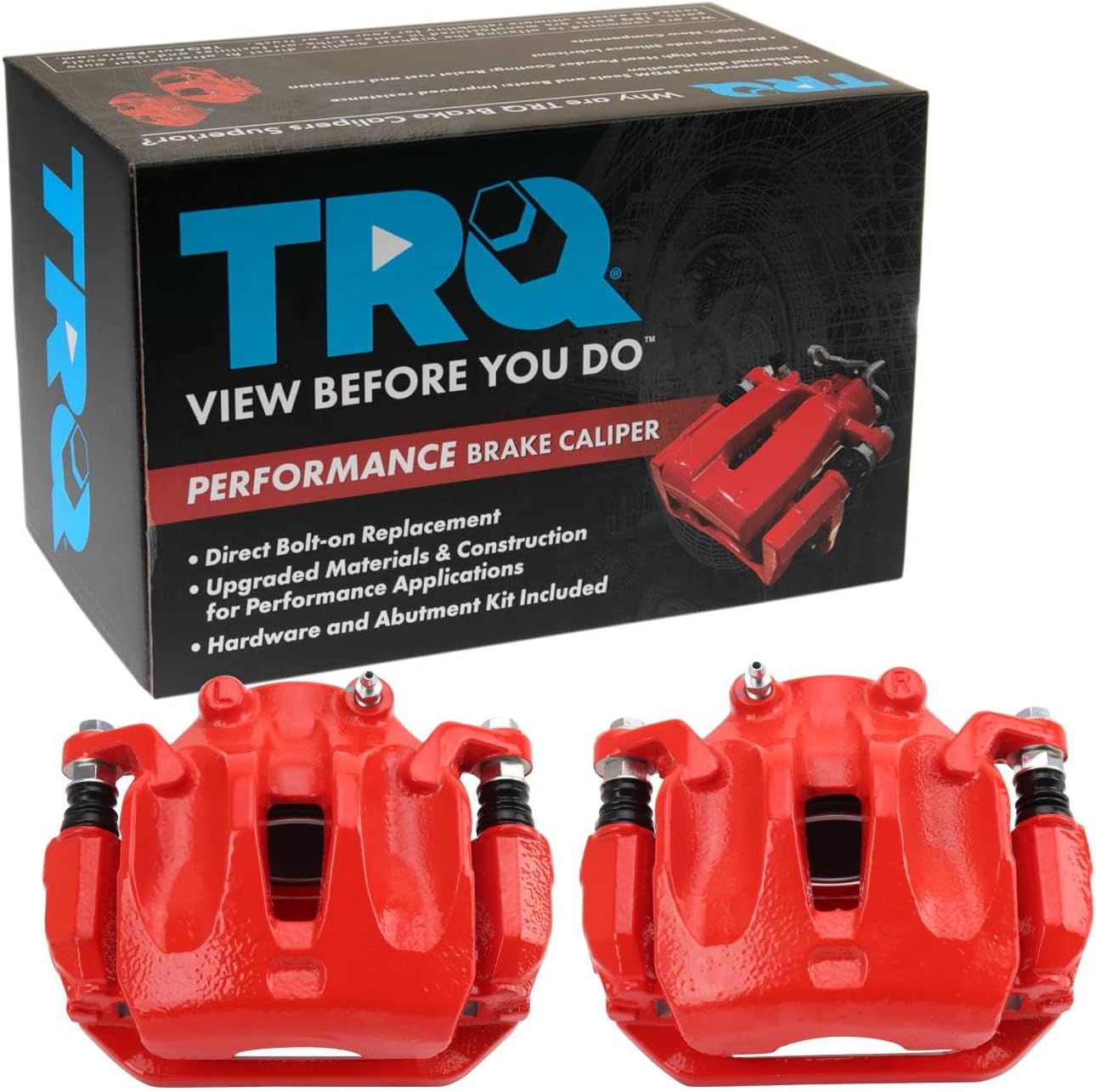 TRQ Front Brake Caliper Set Painted Red Brackets Compatible with 2003-2007 Nissan Murano