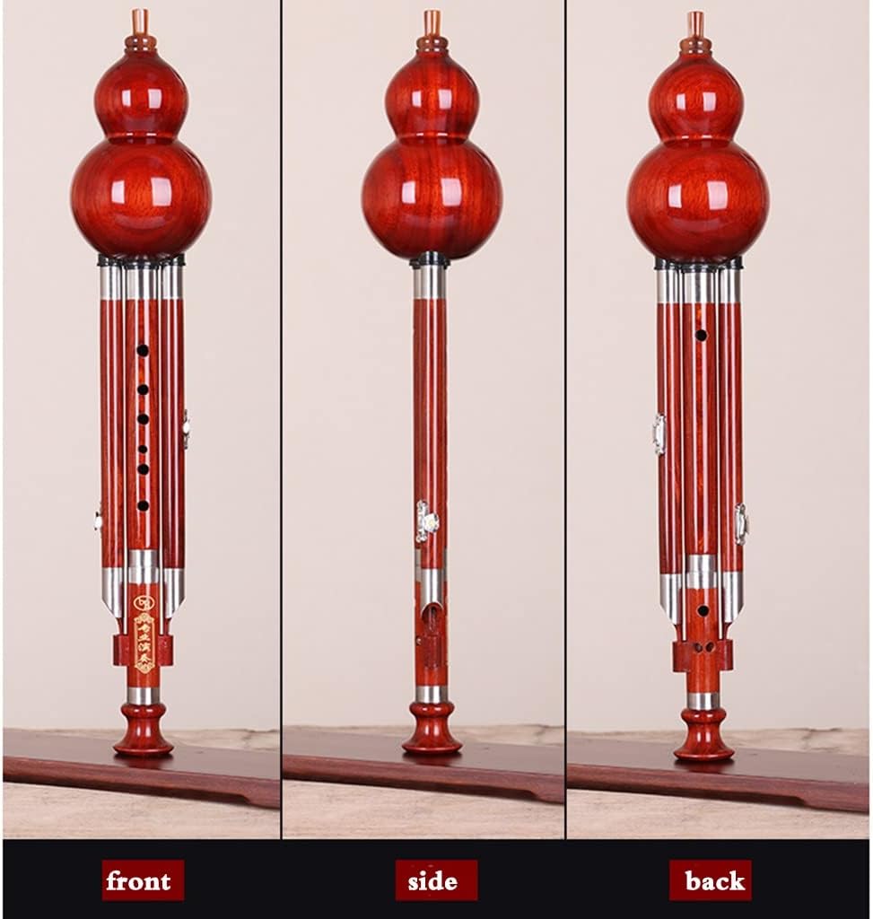 Musical Instruments Chinese Traditional Instrument Hulusi Cucurbit Flute Bottle Gourd Silk With Chinese Knot Carry Case For Beginners Musical Gift,Wind Instruments (Color : Red, Size : B flat)