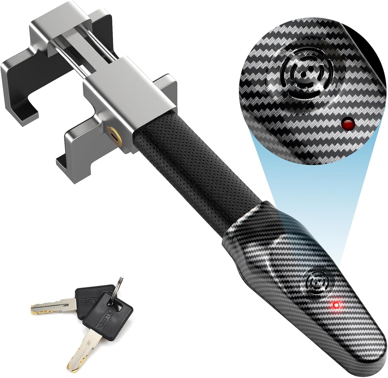 Steering Wheel Lock with Alarm Airbag Lock Anti-Theft Heavy Duty Car Lock Car Device Car Security Theft Prevention Compatible for Vehicle Truck Van SUV