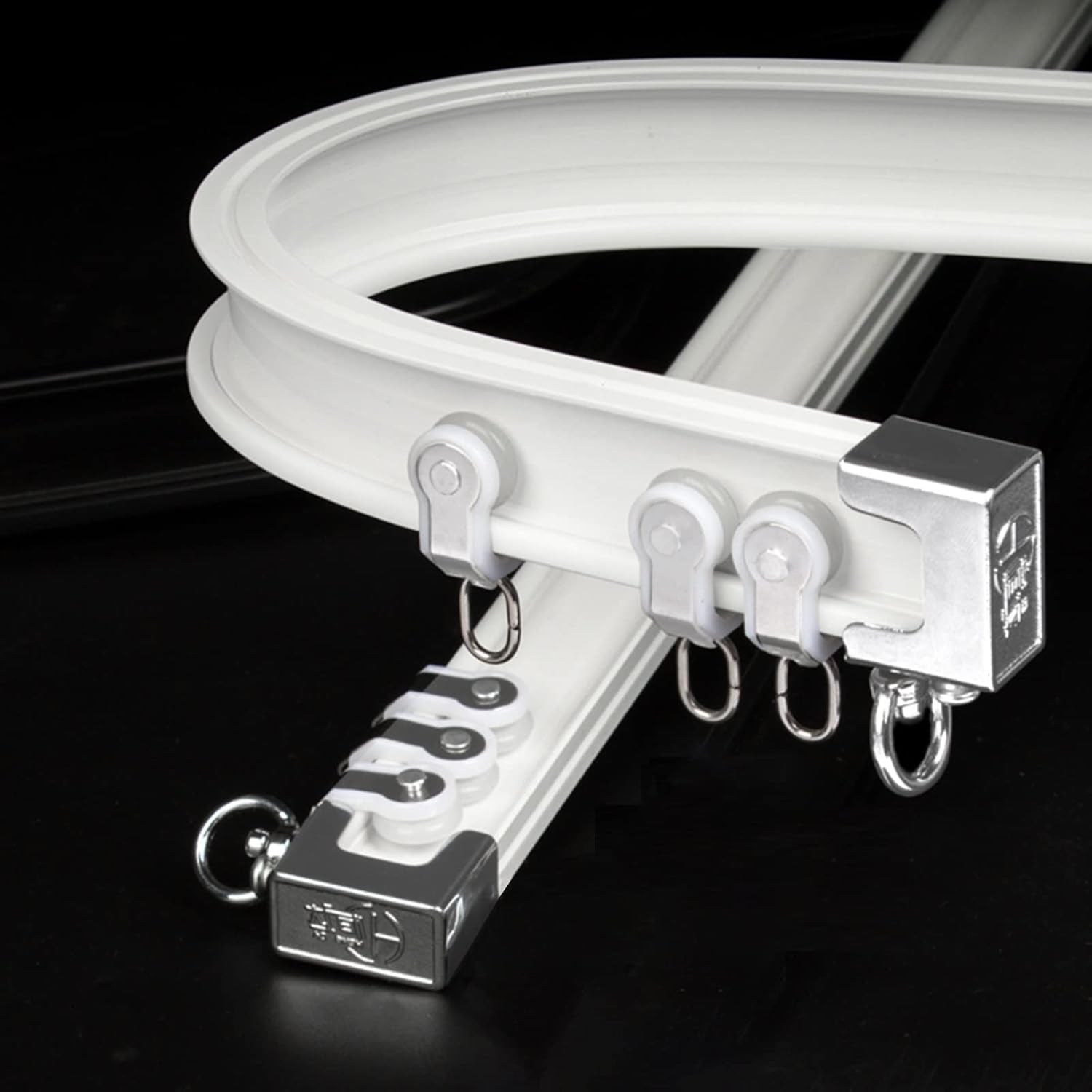 Room Divider Ceiling Track Hospital Flexible Aluminum Room Divider Track White Curved Shower Curtain Rod for Corner/Stand Up/Tile Shower with Hooks, for Bedroom/Apartment/Closet/Small Space(Wall Mount