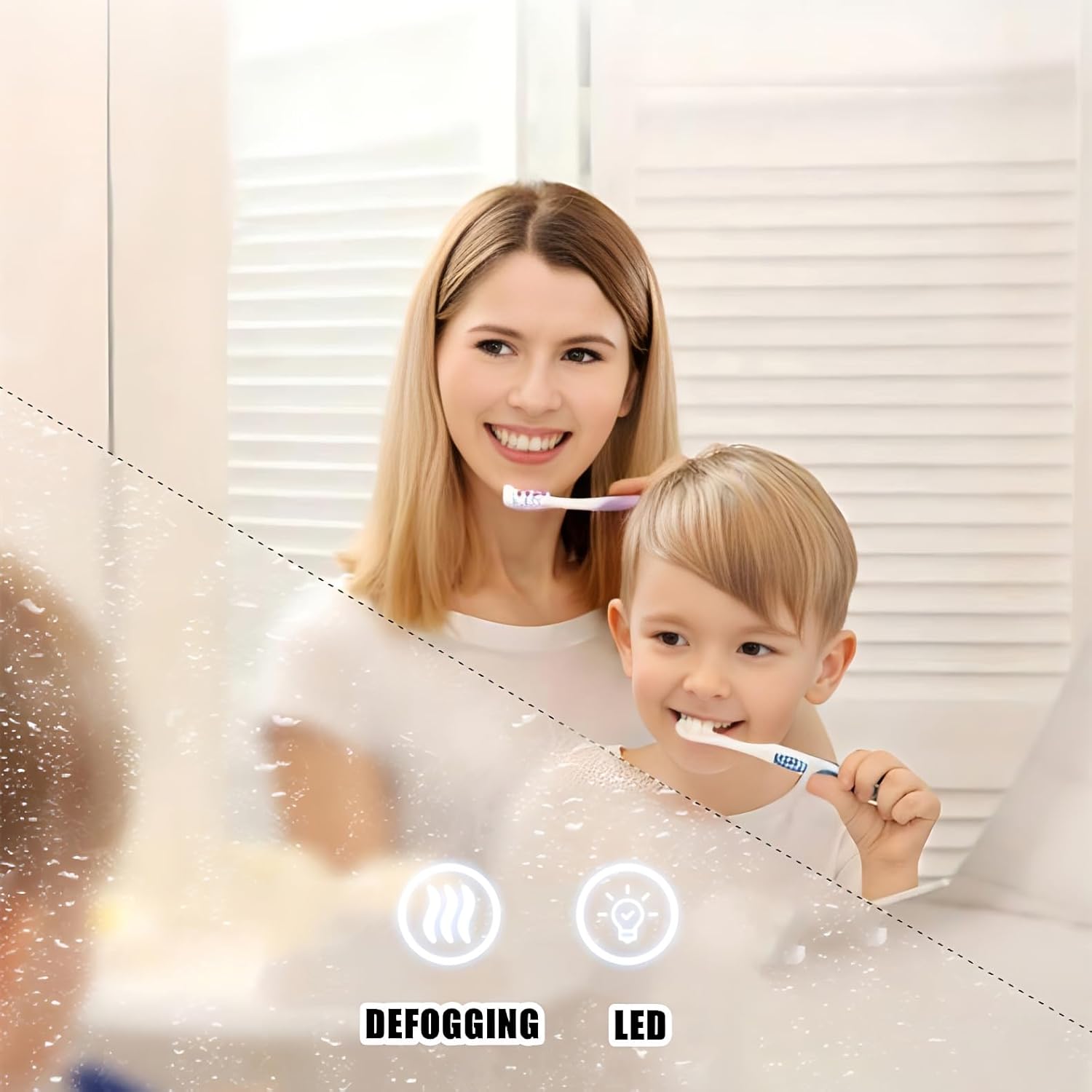 Floating Bathroom Vanity with Sink - Luxury Bathroom Vanity with Drawer & Smart Defogging Mirror - Multi-Layer Solid Wood Material - Wall Mount