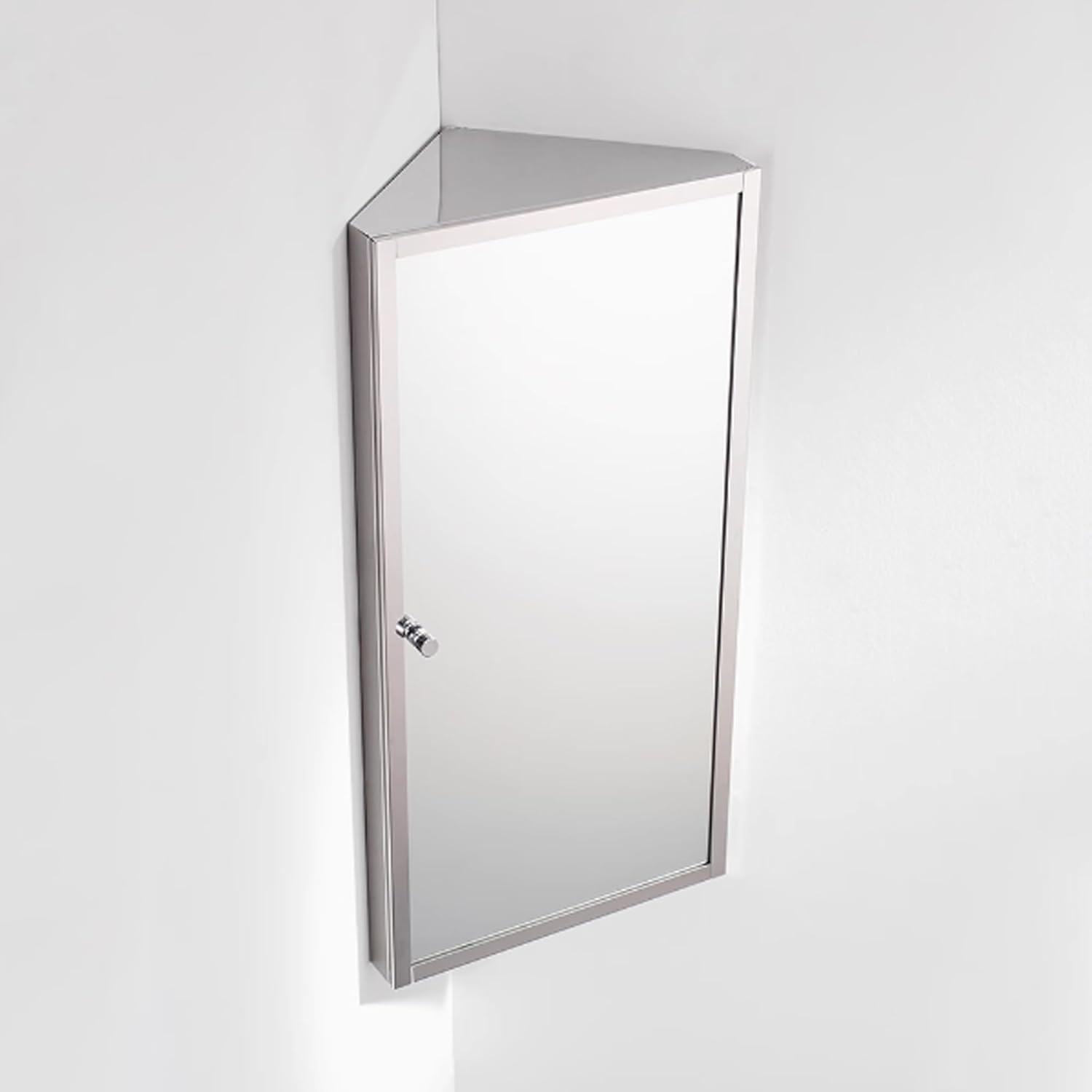 Bathroom Corner Medicine Cabinet, Stainless Steel Bathroom Cabinet Wall Mount with Mirror, Cupboard, Hanging Triple Shelf Storage Cabinet for Bathroom Kitchen Laundry Room Dormitories