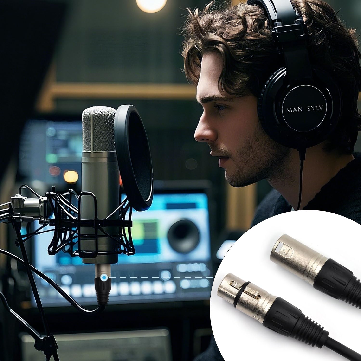 (4-Pack) 50 Foot, XLR Microphone Cable 3-pin XLR Speaker Cable Male to Female Balanced Mic Cable, Black