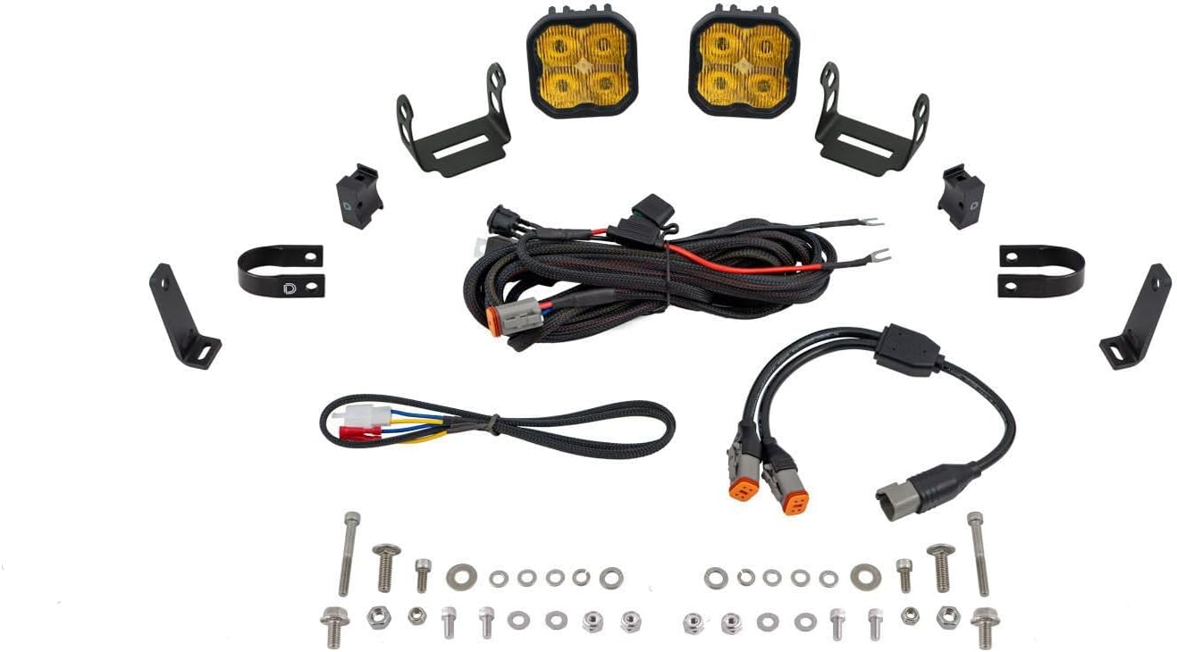 Diode Dynamics - SS3 LED Bumper 1.25 Inch Roll Bar Kit, Max Yellow SAE Fog (Pair)