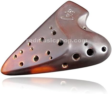 Classic Fengya Ocarina Ceramic Flute, Double Pipes, for Professional (Bass C)