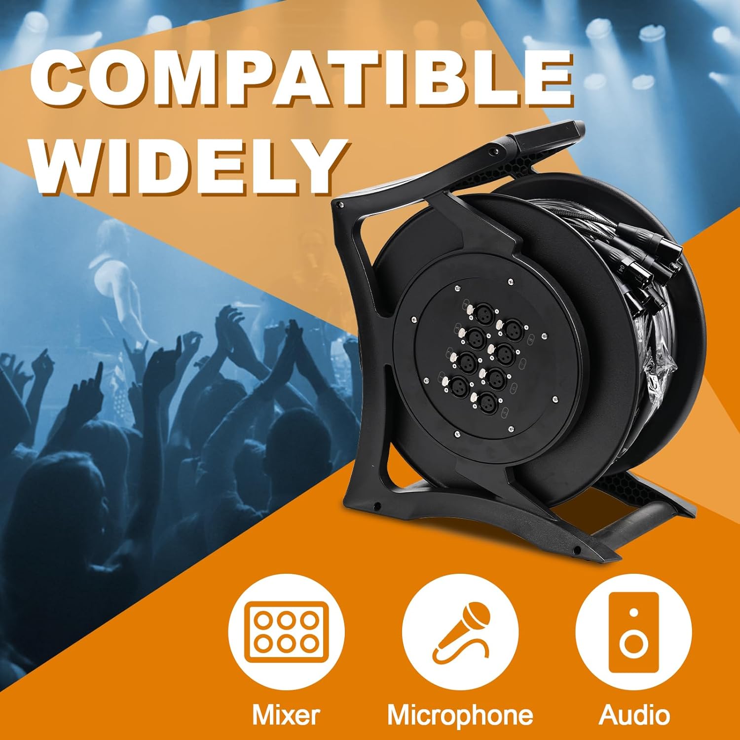 Jamesin 8 Channel XLR Male to Female Snake Cable, 100 Feet, with Color Coded Microphone Audio Cable, for Stage and Recording Studio, Can Be Used with Any Device with a 3-pin XLR