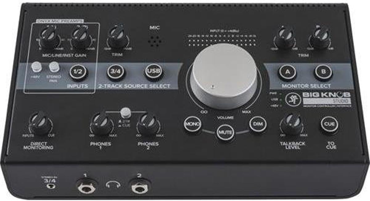 Mackie Big Knob Studio Monitor Controller and Interface + Software Bundle - Includes 2x 6' Cables