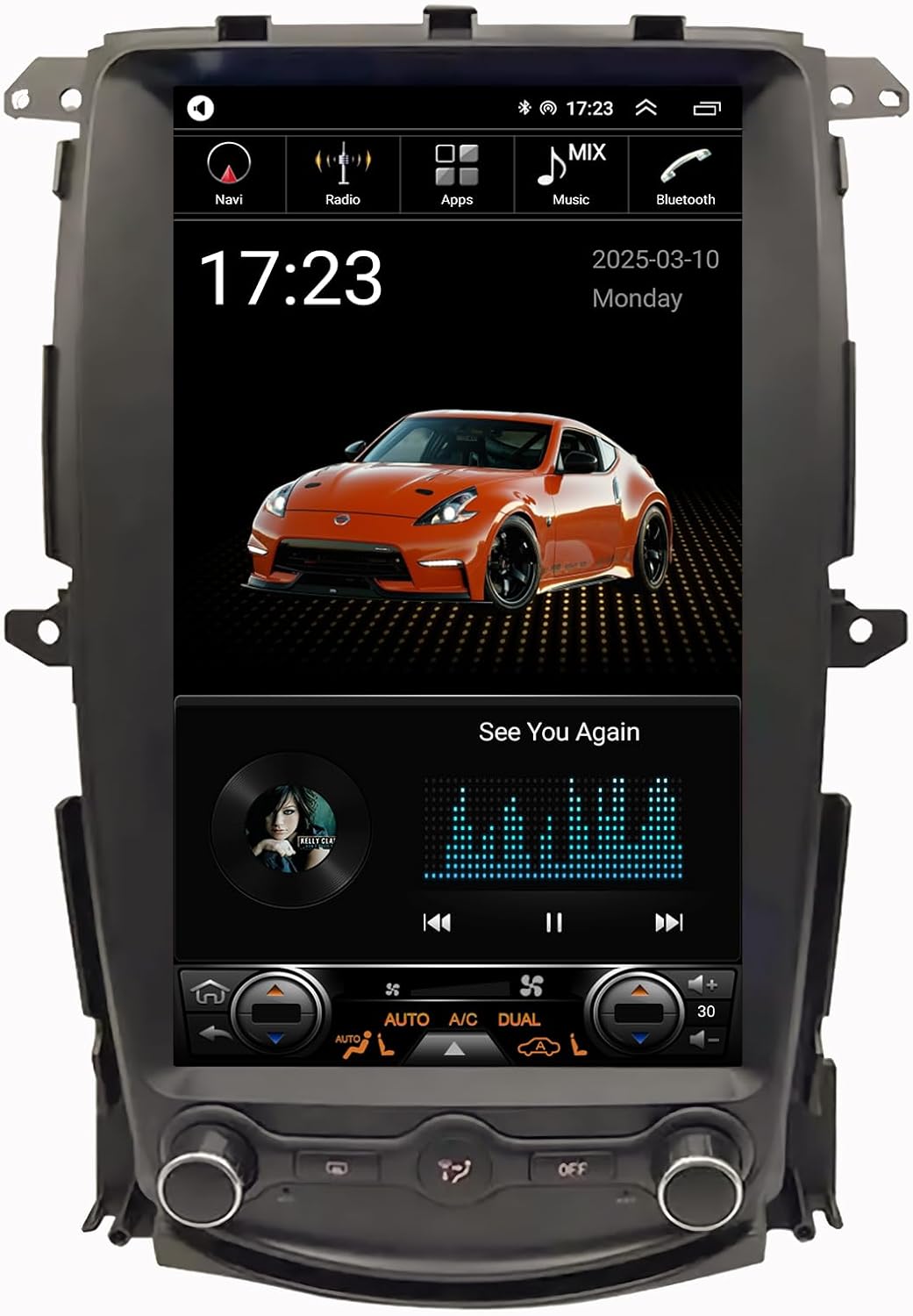 for Nissan 370Z 2009-2021 Android 14 Radio 13.8-Inch Tesla Style IPS Touch Screen Stereo with Bluetooth 5.0 Carplay/Android Auto GPS Navigation Head Unit for Car Multimedia Player，+HD Rearview Camera