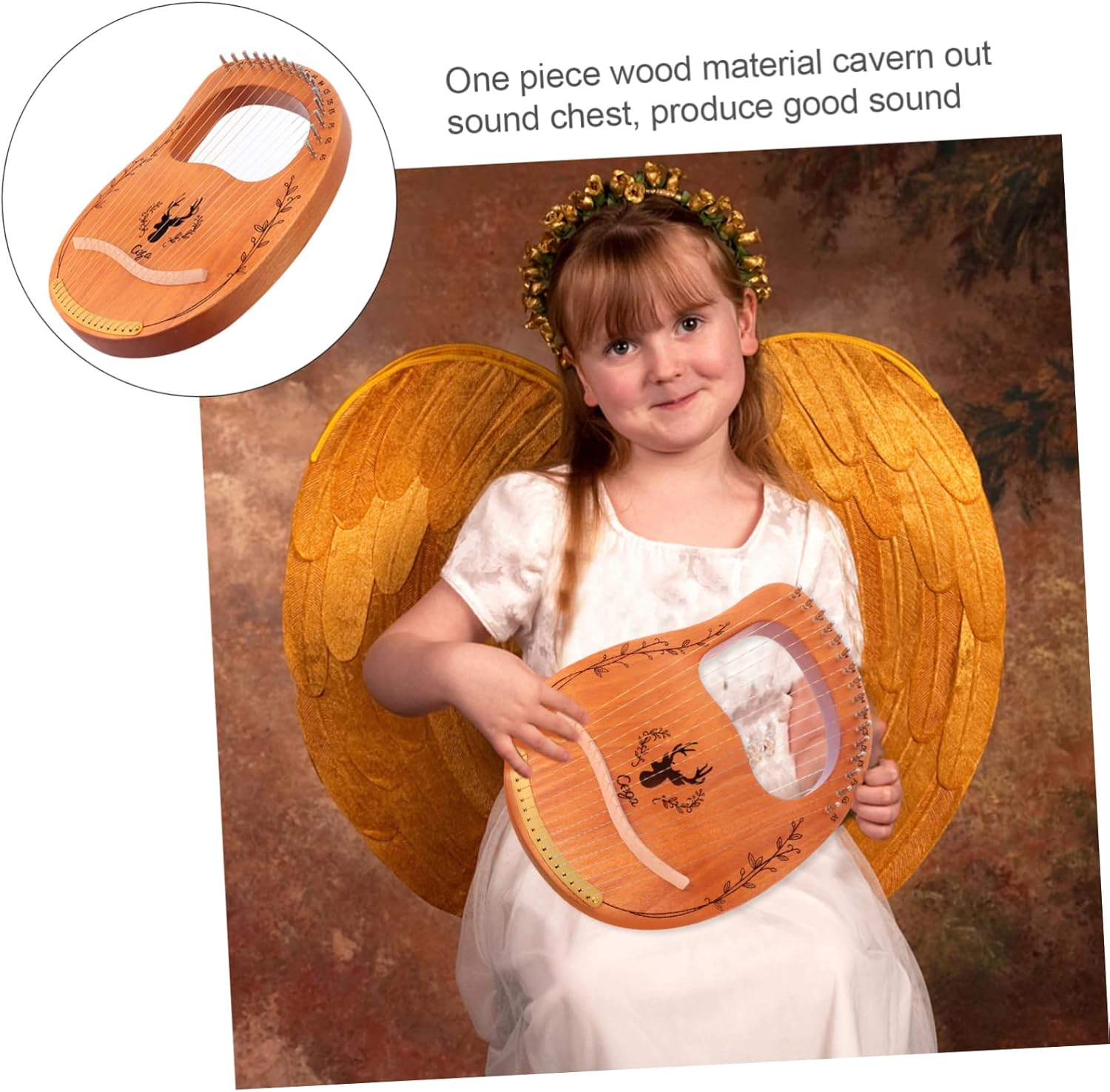 FAVOMOTO 1set String Harp Portable Lyre Harp for Beginners Made of Polished Wood Melodious Sound for Relaxation and Music Practice