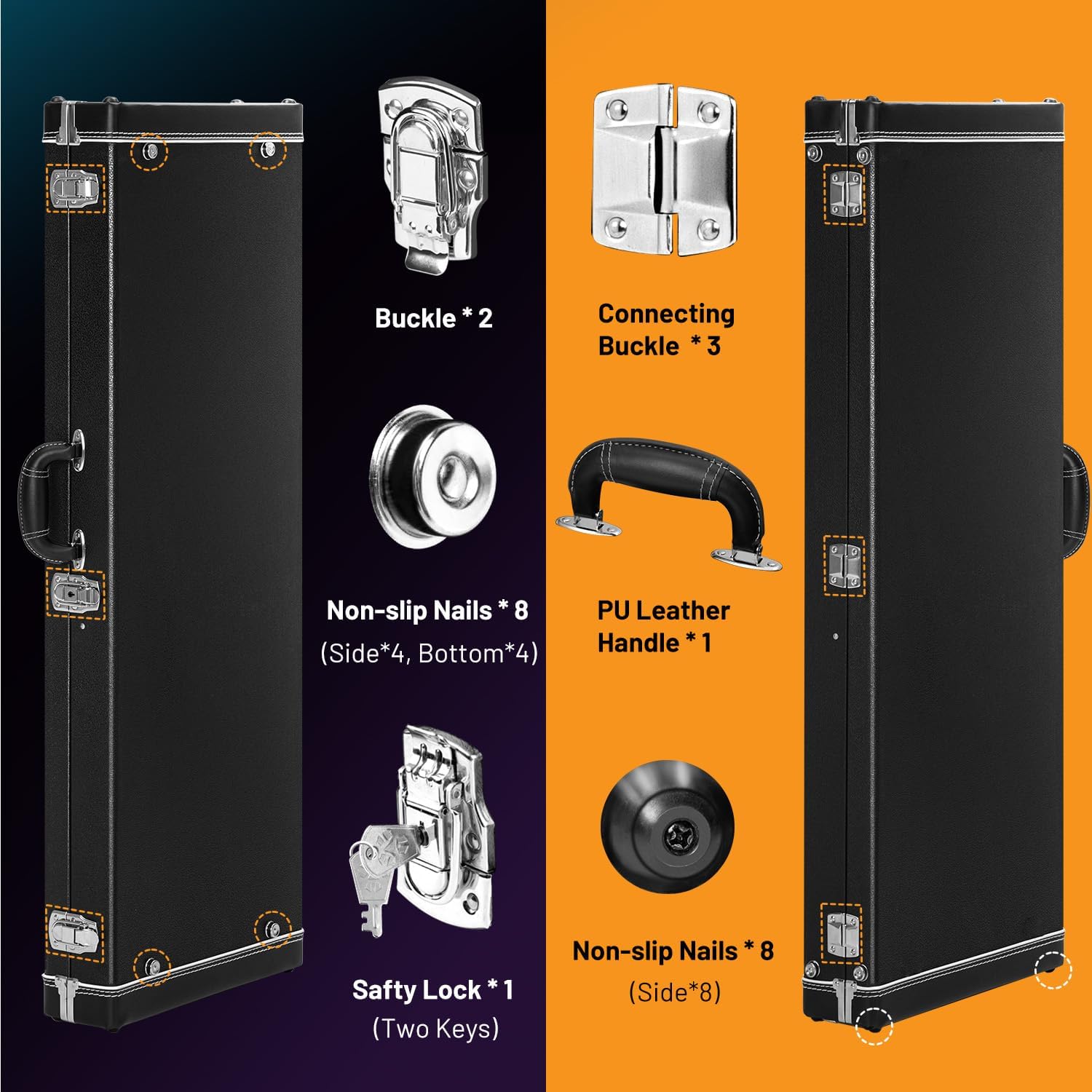 CAHAYA Electric Guitar Case: Hardshell Guitar Gig Case with 0.98inch Thick Padding Only for ST Electric Guitars Electric Hard Case with 2 Keys and Thick Padded Comfortable Handle Black CY0342