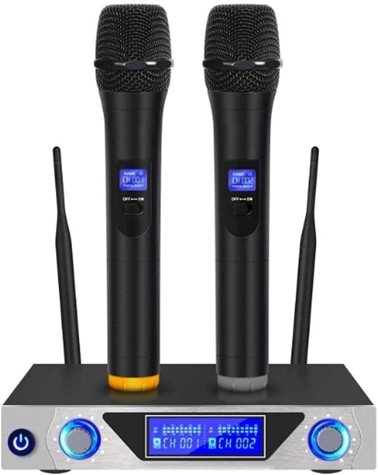 Wireless Microphone, Handheld Professional Microphone, Ktv Microphone One Tow Two Microphone Set Acoustic Microphone, Black
