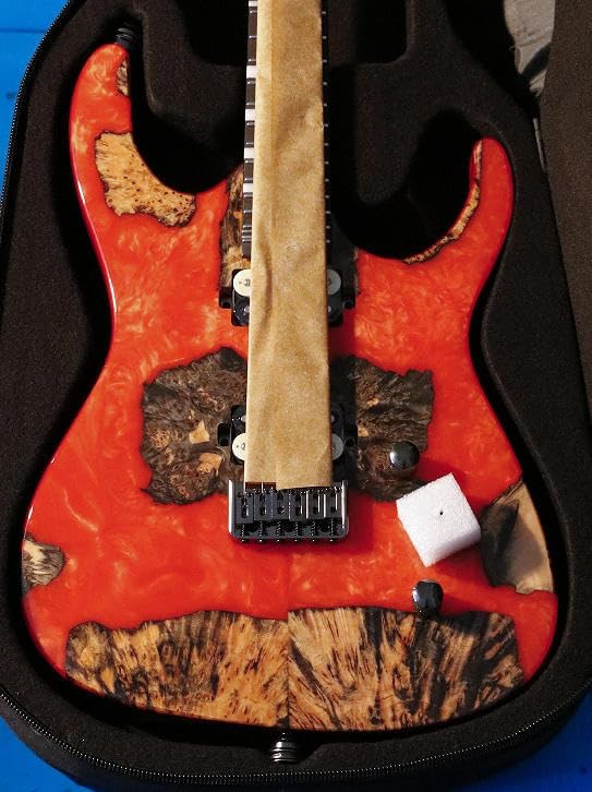 Leo Jaymz Electric Guitar Hurricane Deluxe See What You Get Series, Mahogany Body, Roasted Maple Neck, Rosewood Fretboard, Locking Tuners, Rounded Frets, Case (C-Grade, RB-0004)