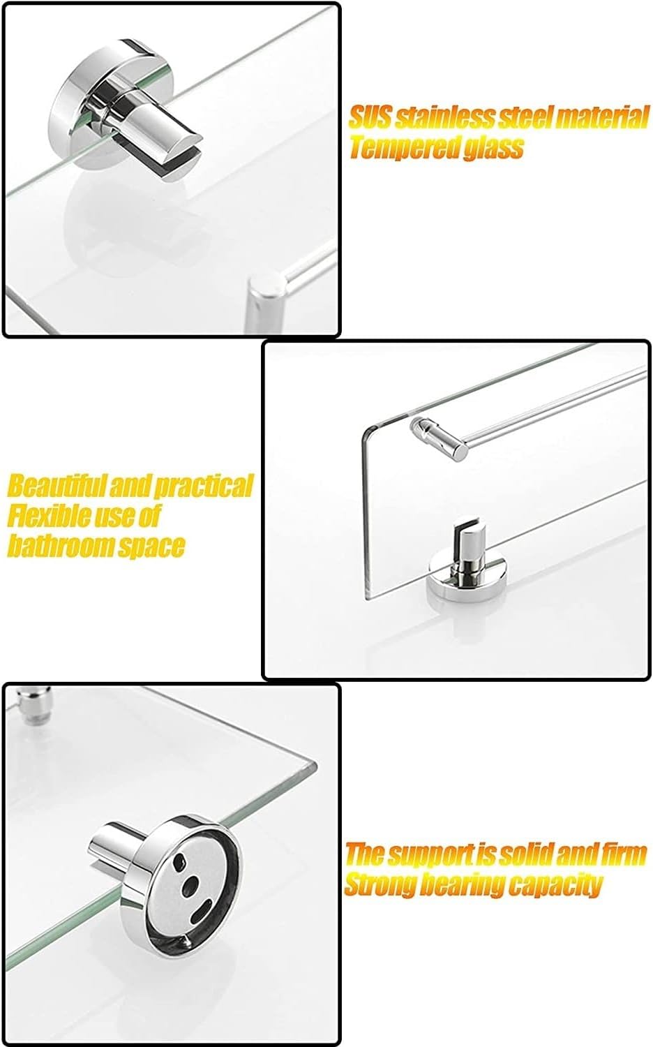 MbeLLO Shower Corner Shelves ，Wall-Mount Rectangular Bathroom Shelf Holder with Guide Stainless Steel Storage Rack Bathroom Shelves Shower Shelves