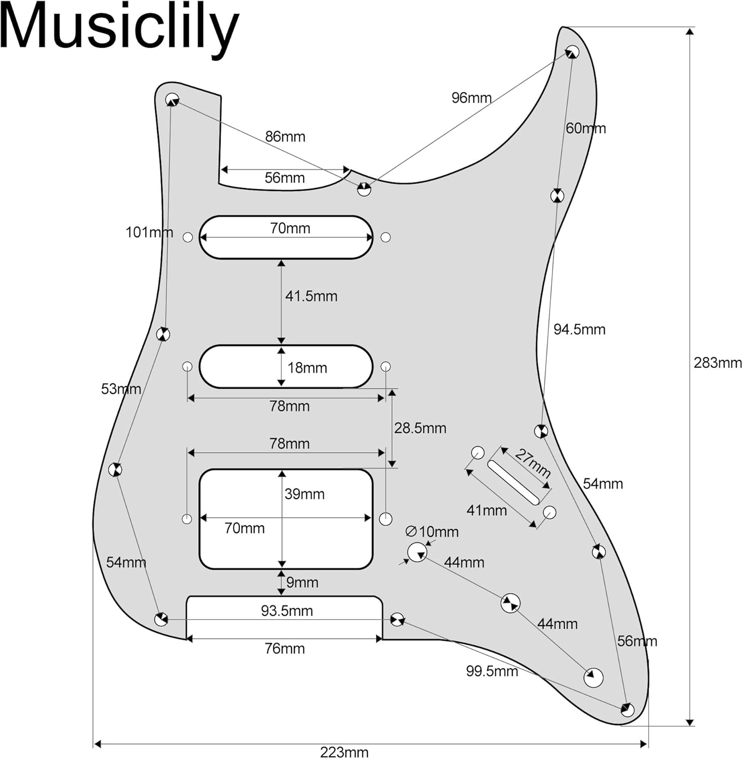 Musiclily Pro HSS Pre-wired Pickguard ST Guitar Loaded Pickguard with Artec Alnico 5 Single Coil Humbucker Pickups for American/Mexico Squier Strat Style Electric Guitar, 4ply Tortoise Shell