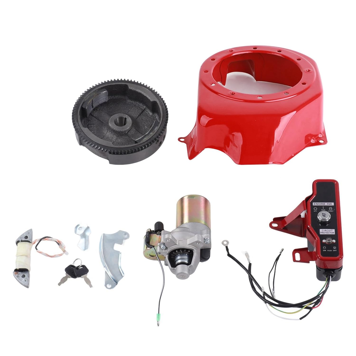 Electric Starter Kit, Starter Motor Kit, Fits 168F / 170F Gasoline Engines - Durable Iron - Copper - Aluminum Construction, Easy Plug - and - Play, Ideal for Generators & Pumps