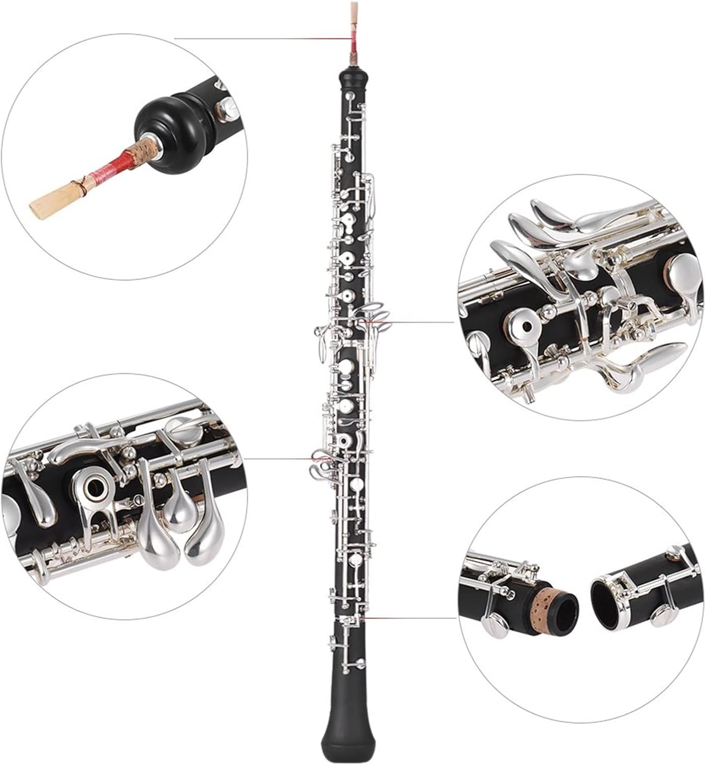 ZUZU Professional C Key Oboe Semi-Automatic Style Silver Plated Keys Woodwind Instrument with Reed Leather Case Carrying Bag Oboe Parts