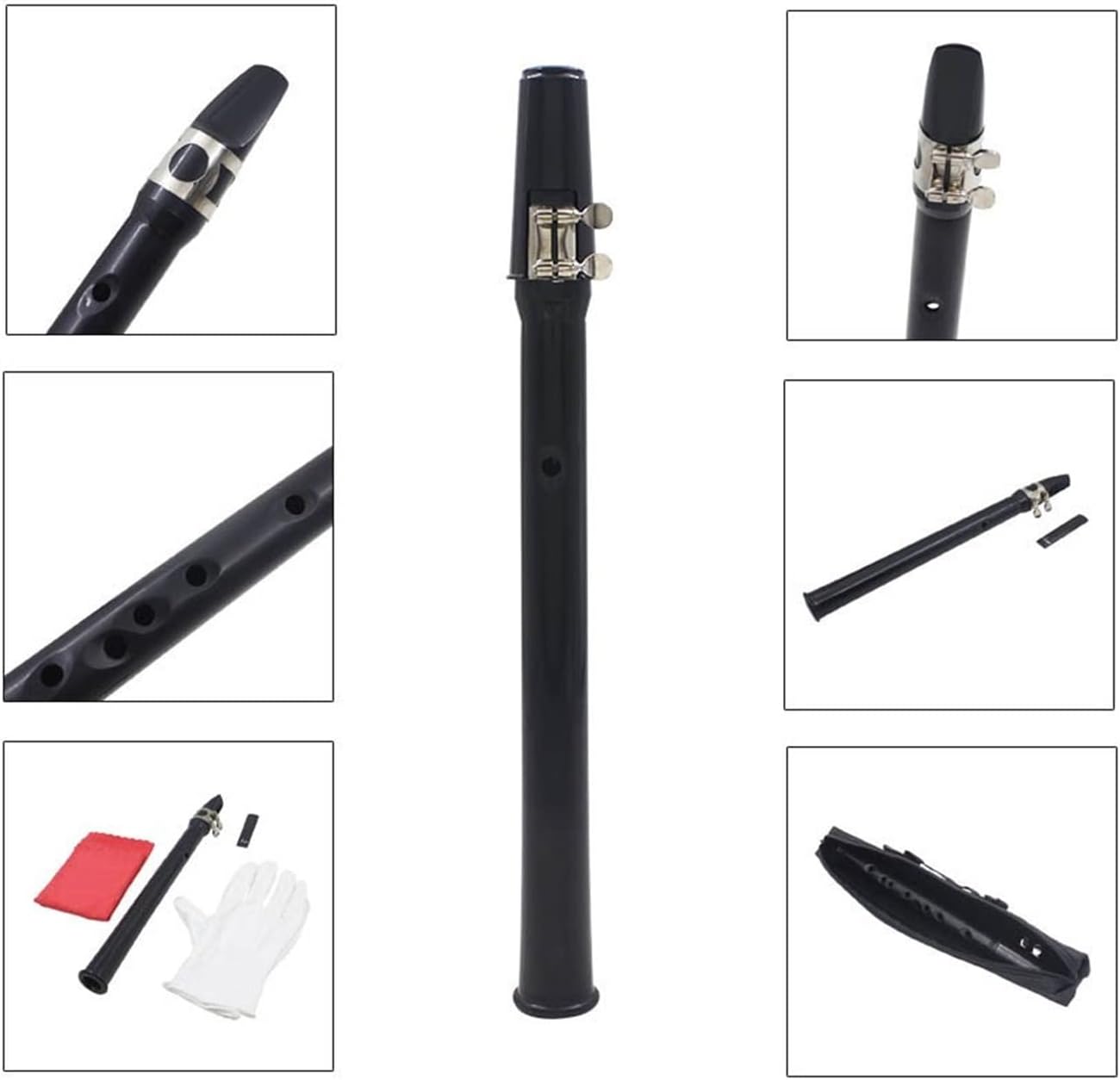 KESHUO Small Saxophone Pocket Saxophone E-Flat Beginner No Button Wind Mini Saxophone Instrument Multi-Color Optional Brass Sax Beginners Kit (Color : Sky Blue)