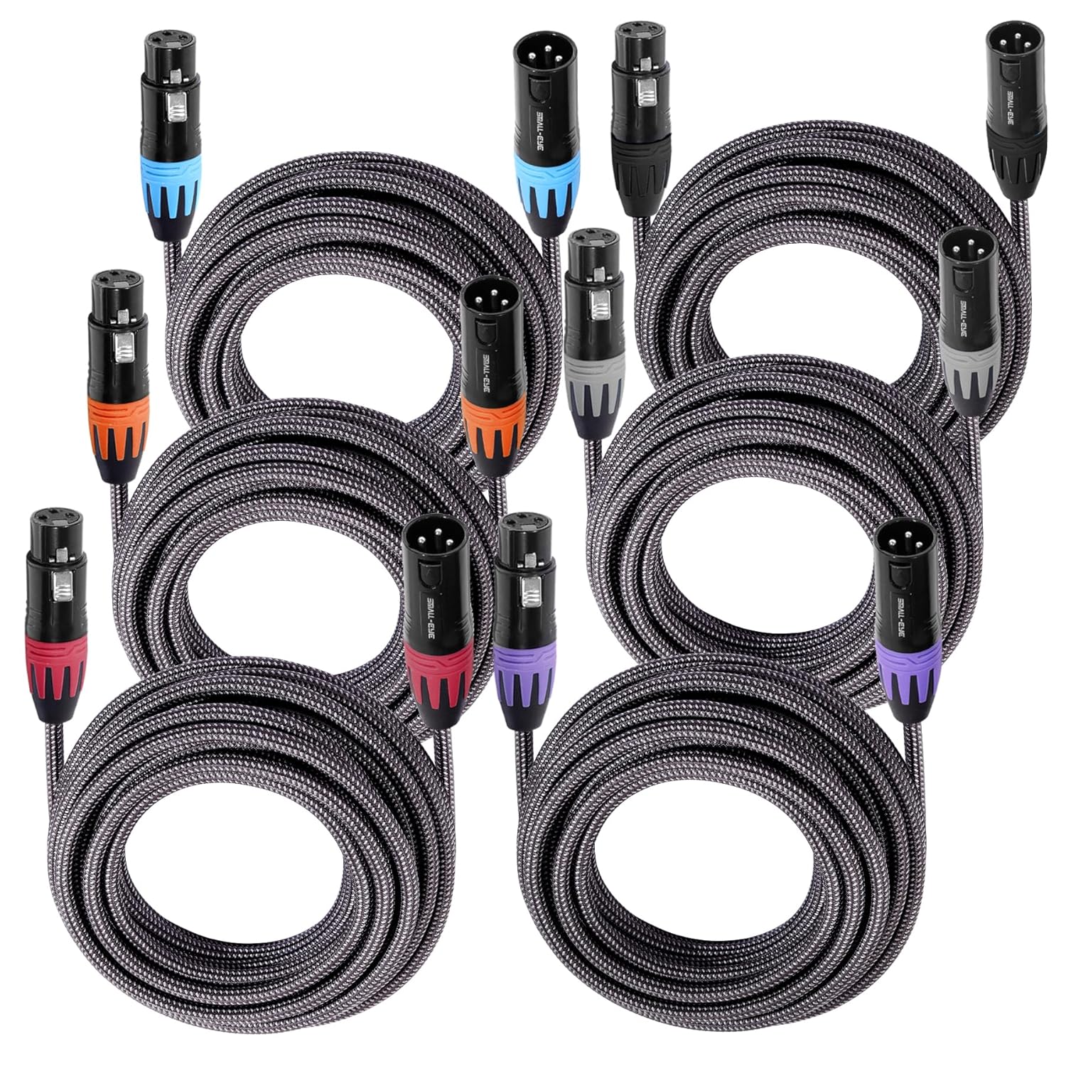 SMALL-EYE XLR Cables for Microphone 25 ft 6 Pack – Premium Braided Balanced XLR Mic Cable, 3-Pin Male to Female, Dual Shielded for Studio, Stage, and Live Sound (25')