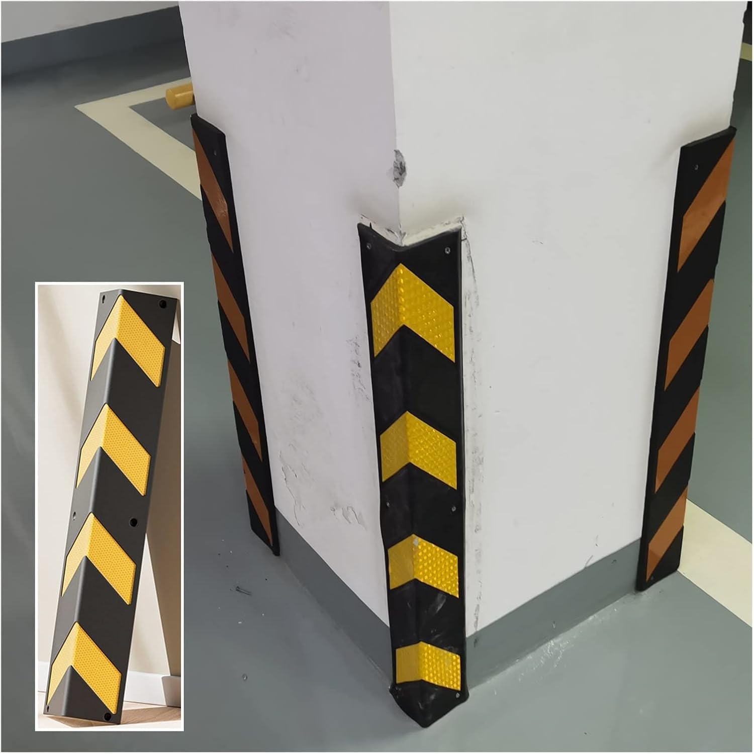 Car Parking Protector Rubber Corner Protector Wall Corner Guard for Parking Garages,Yellow and Black Color Corner Guards(1pcs-120cm)