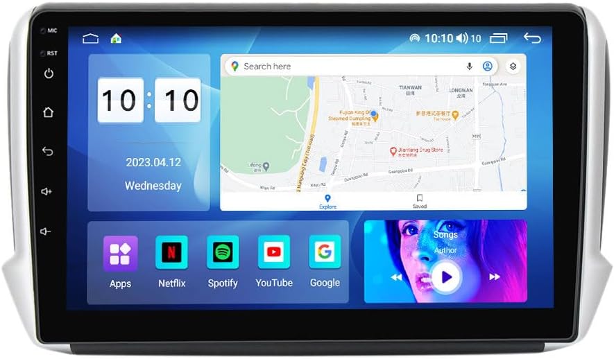 Android Car Stereo for Peugeot 2008 2013-2020,10 inch IPS Touchscreen with Upgrade Wireless CarPlay & Android Auto,WiFi/GPS,Support SWC and Subwoofer,8-Core 8G+256G