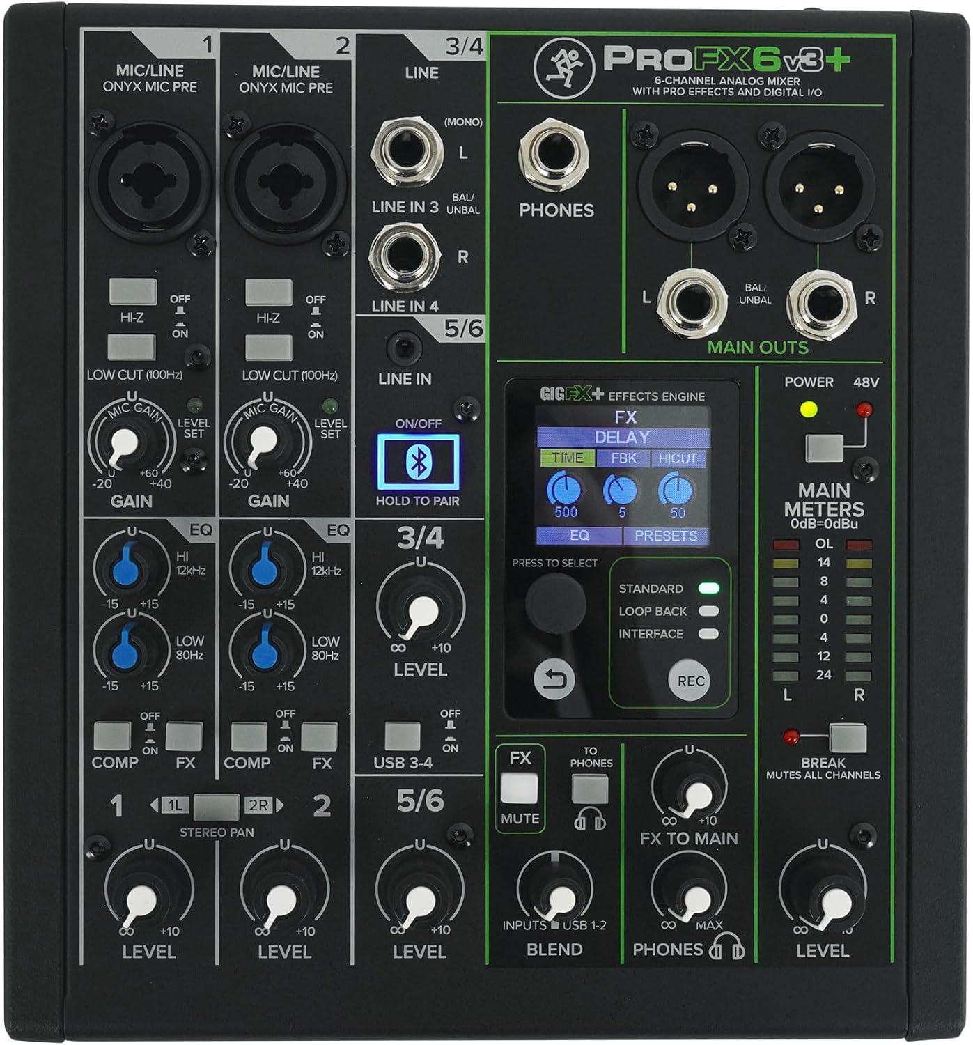 Audiosavings Bundle:(1) Mackie ProFX6v3+ Analog Mixer Bundle With (2) Rockville PRO-M50 Headphones & (2) Rockville RCM03 Microphone, (1) Rockville RCTR106B Cable, (2) RDTS Stand, (1) RHPA4 Amp