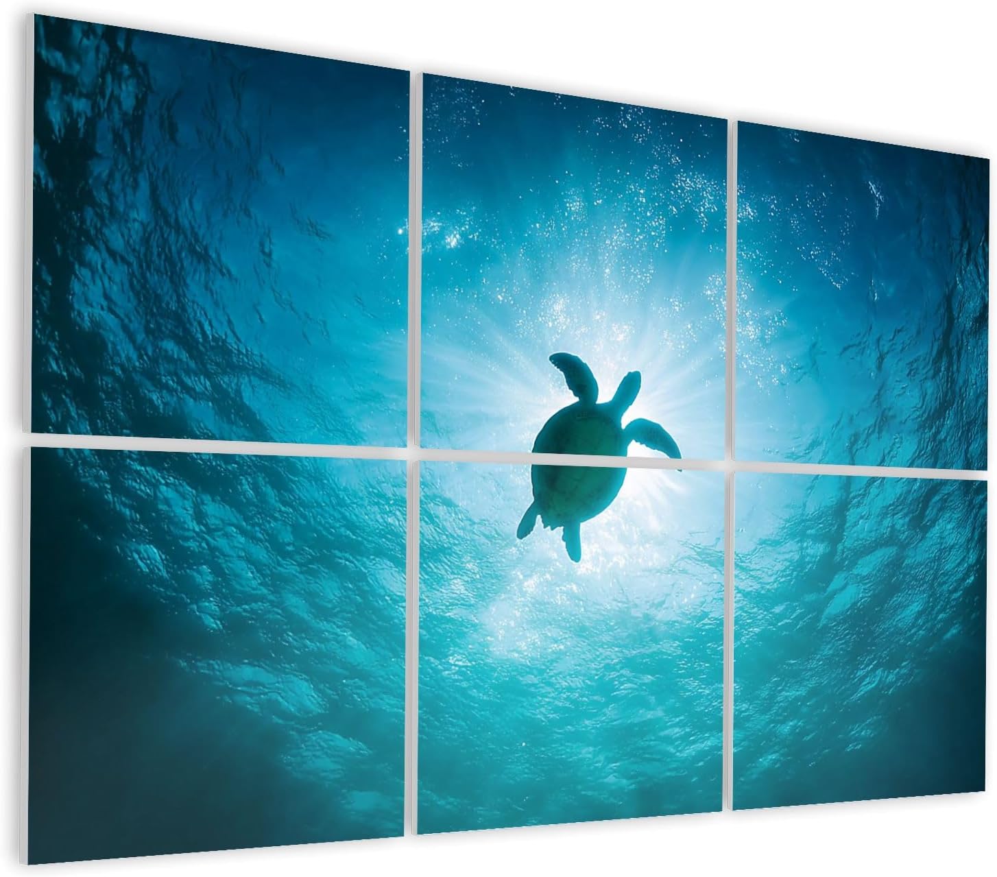 JCFANGALLERY 6 Pack Art Acoustic Panels Self Adhesive Turtle swimming ocean silhouette by sun Decorative Soundproof Wall Panels Sound Absorbing Panel 48