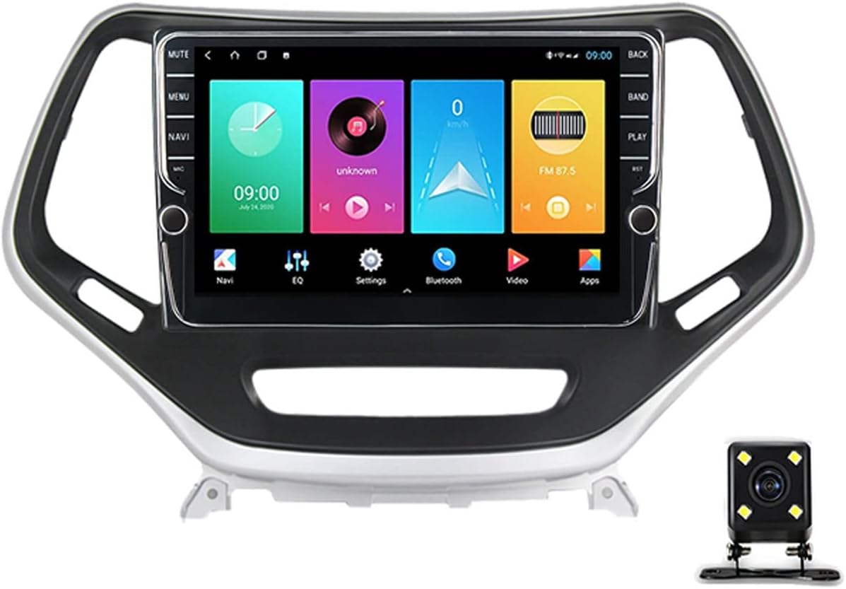 Double Din Car Stereo with Bluetooth, 9 Inch Touchscreen Car Multimedia Receiver for Jeep Cherokee 5 KL 2014-2018 Car Audio MP5 Player with Backup Camera SWC Carplay FM Car Radio
